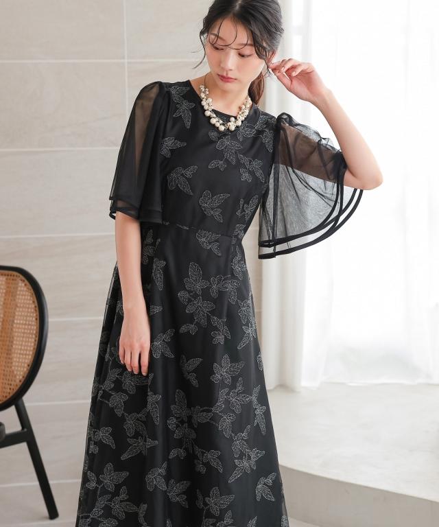 パーティドレス ワンピース レディース 結婚式 パーティー ドレス チュール刺繍使いフレアスリーブ 春 夏 秋 冬 二次会 披露宴 | M/L | ニッセン nissen_9