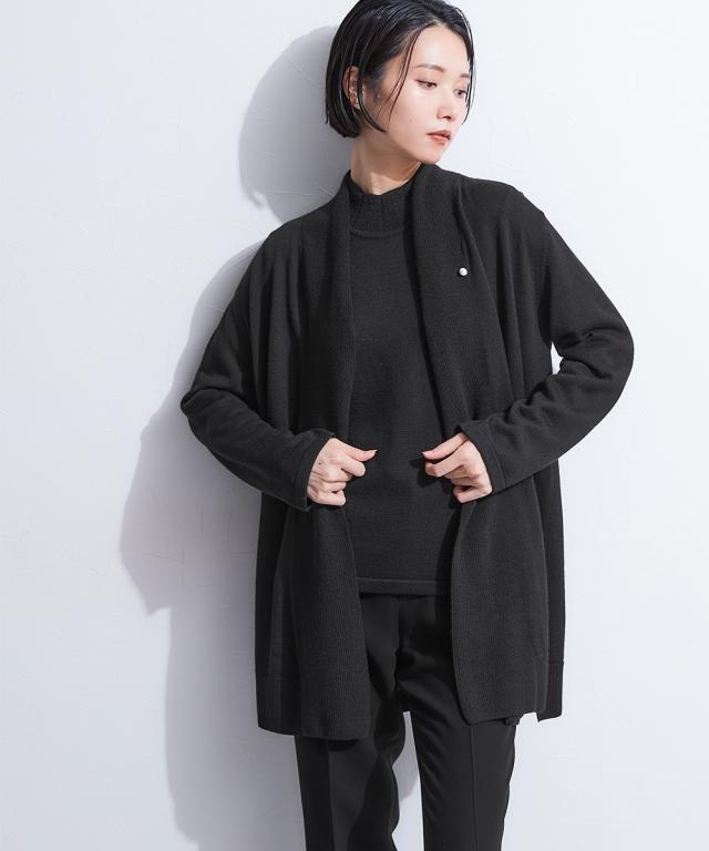 喪服 礼服 ブラックフォーマル レディース ニット 2点セット ショール カラー カーディガン ＋袖パールボタン ブラウス 〔Callarus〕 ニッセン nissen_10
