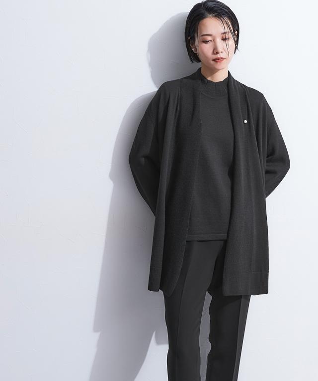 喪服 礼服 ブラックフォーマル レディース ニット 2点セット ショール カラー カーディガン ＋袖パールボタン ブラウス 〔Callarus〕 ニッセン nissen_14