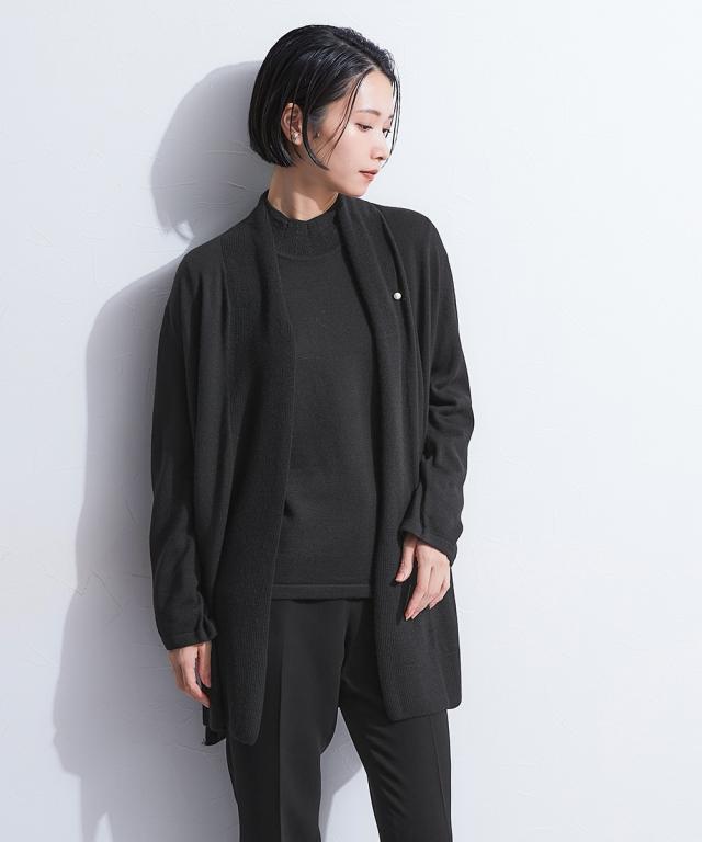 喪服 礼服 ブラックフォーマル レディース ニット 2点セット ショール カラー カーディガン ＋袖パールボタン ブラウス 〔Callarus〕 ニッセン nissen_15