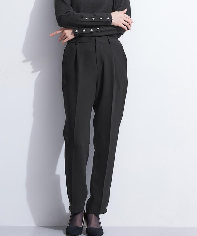 喪服 礼服 ブラックフォーマル レディース 単品 洗える防しわ裾パール調ボタンアクセント ストレッチ パンツ 〔Callarus〕 春 夏 秋 冬 | M/L | ニッセン nissen_6