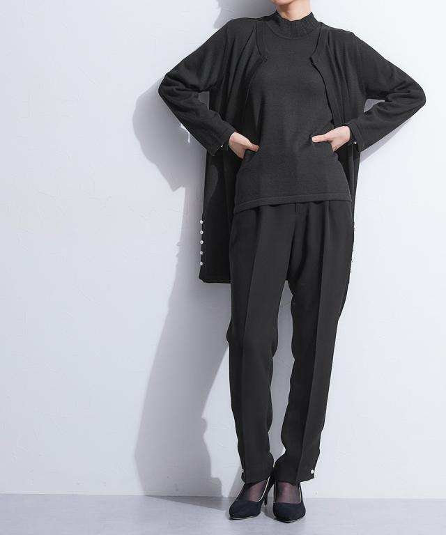 喪服 礼服 ブラックフォーマル レディース 単品 洗える防しわ裾パール調ボタンアクセント ストレッチ パンツ 〔Callarus〕 春 夏 秋 冬 | M/L | ニッセン nissen_8