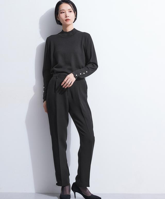 喪服 礼服 ブラックフォーマル レディース 単品 洗える防しわ裾パール調ボタンアクセント ストレッチ パンツ 〔Callarus〕 春 夏 秋 冬 | M/L | ニッセン nissen_9