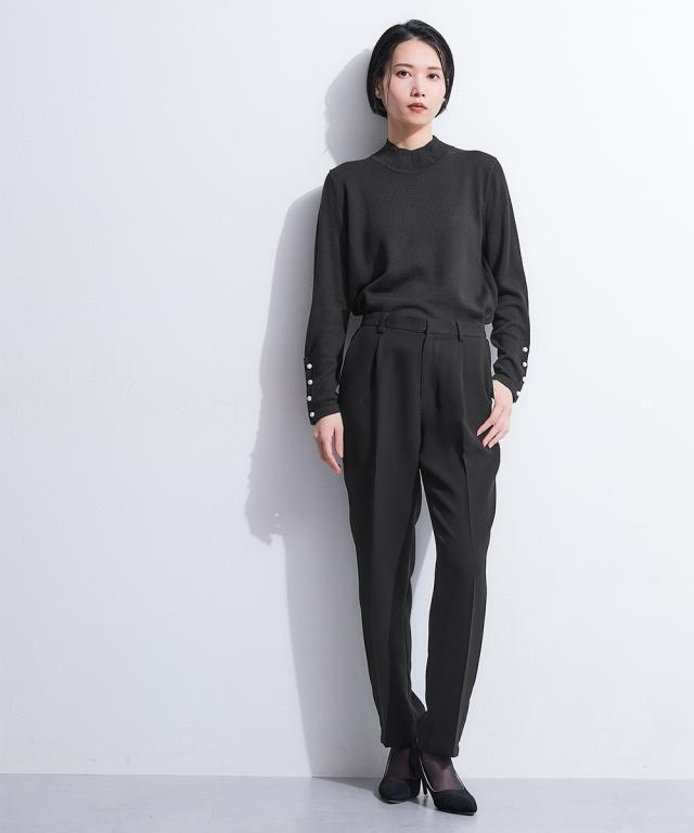 喪服 礼服 ブラックフォーマル レディース 単品 洗える防しわ裾パール調ボタンアクセント ストレッチ パンツ 〔Callarus〕 春 夏 秋 冬 | M/L | ニッセン nissen_11