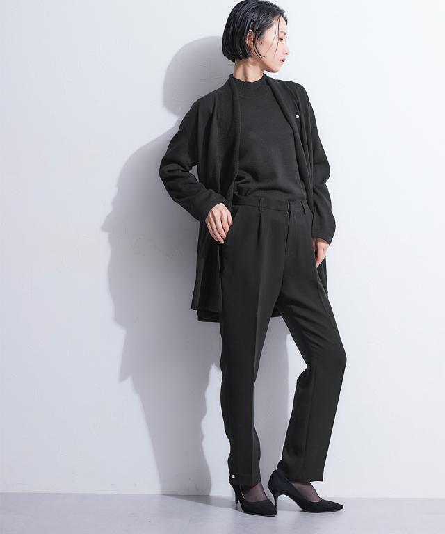 喪服 礼服 ブラックフォーマル レディース 単品 洗える防しわ裾パール調ボタンアクセント ストレッチ パンツ 〔Callarus〕 春 夏 秋 冬 | M/L | ニッセン nissen_14