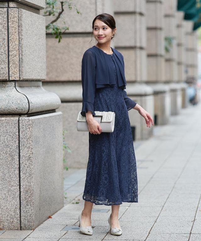 パーティドレス ワンピース レディース 結婚式 パーティー ドレス 羽織 ボレロ 風 レース 春 夏 秋 冬 二次会 披露宴 お呼ばれ | M/L | ニッセン nissen_1