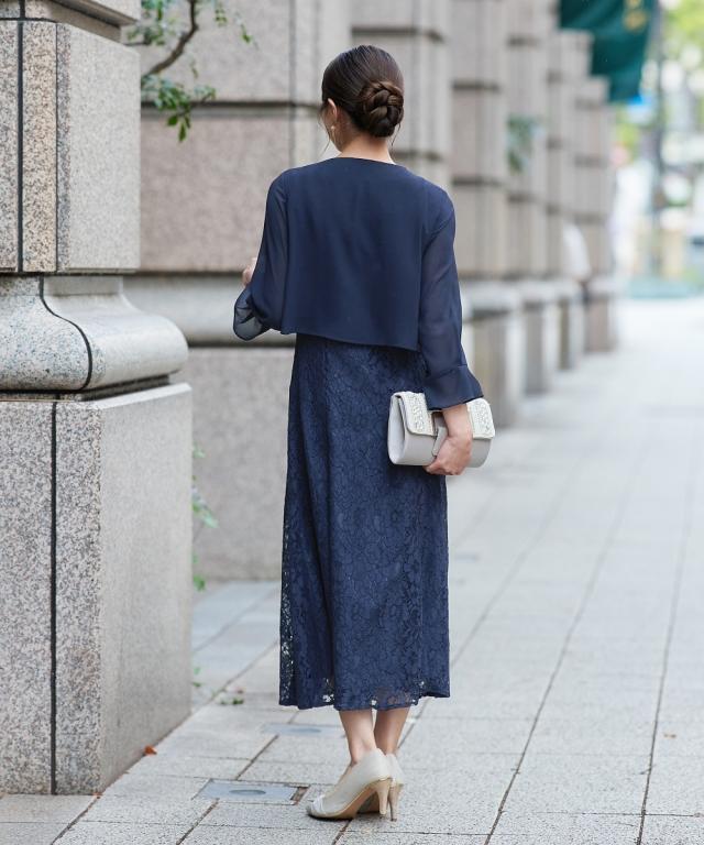 パーティドレス ワンピース レディース 結婚式 パーティー ドレス 羽織 ボレロ 風 レース 春 夏 秋 冬 二次会 披露宴 お呼ばれ | M/L | ニッセン nissen_2