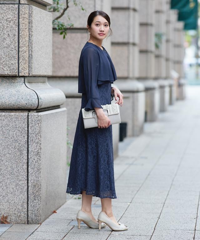 パーティドレス ワンピース レディース 結婚式 パーティー ドレス 羽織 ボレロ 風 レース 春 夏 秋 冬 二次会 披露宴 お呼ばれ | M/L | ニッセン nissen_3