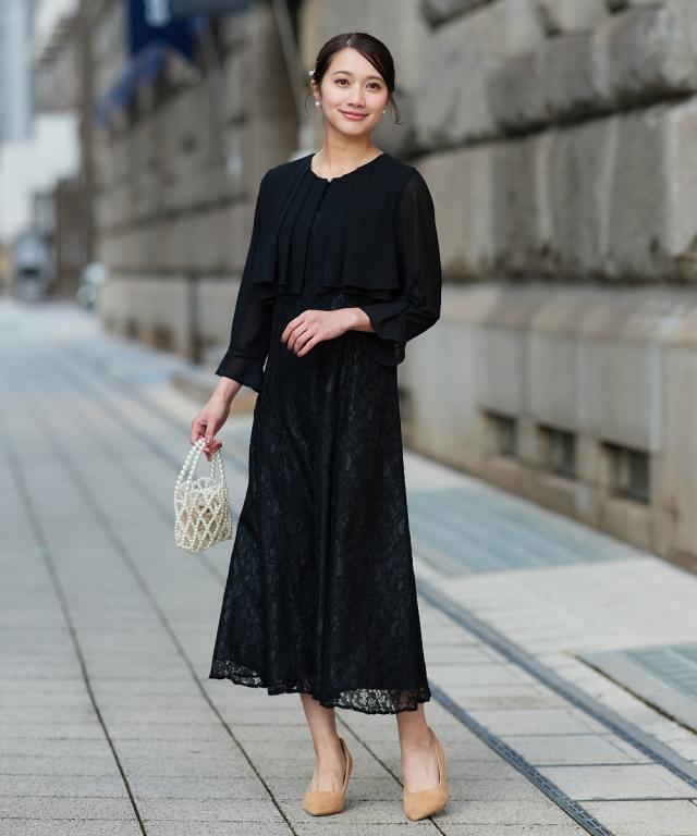 パーティドレス ワンピース レディース 結婚式 パーティー ドレス 羽織 ボレロ 風 レース 春 夏 秋 冬 二次会 披露宴 お呼ばれ | M/L | ニッセン nissen_9