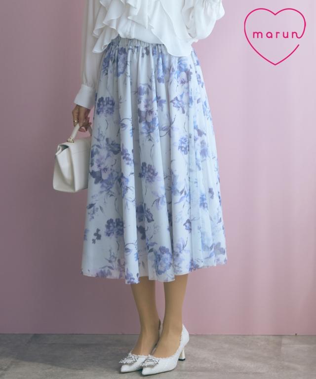 ロングスカート レディース フラワーチュール スカート marun 春 秋 冬 マキシスカート 長め ロンスカ | 10L相当/5L〜6L相当/8L相当 | ニッセン nissen