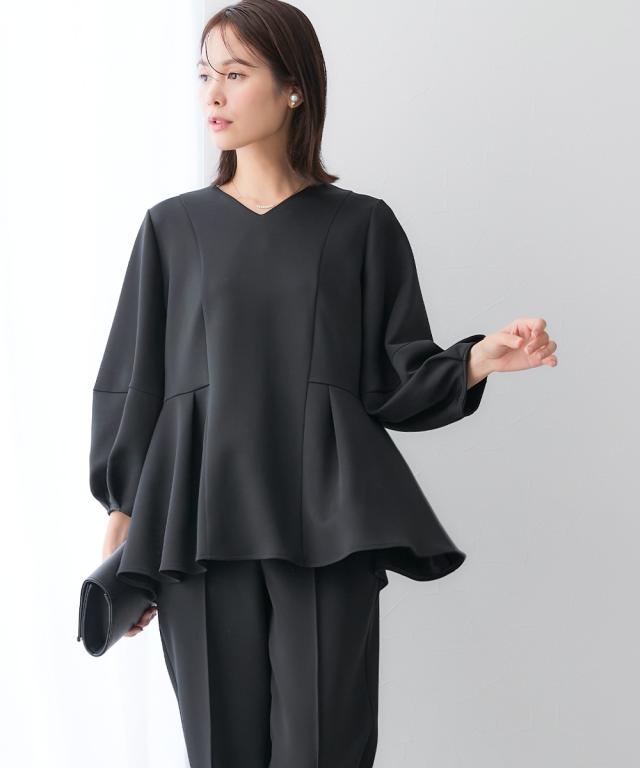 スーツ レディース ダンボール ニット 素材 ブラウス セットアップ 9分袖 ＋テーパード パンツ 春 秋 ビジネス | S/M/L | ニッセン nissen_11