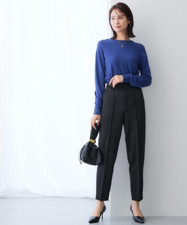 スーツ レディース ダンボール ニット 素材 ブラウス セットアップ 9分袖 ＋テーパード パンツ 春 秋 ビジネス | S/M/L | ニッセン nissen_14