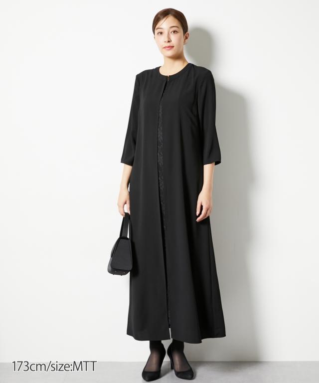喪服 礼服 ブラックフォーマル トールサイズ レディース 高身長 前開き レース マキシ ワンピース 春 夏 秋 冬 大きいサイズ 冠婚葬祭 | M/L | ニッセン nissen