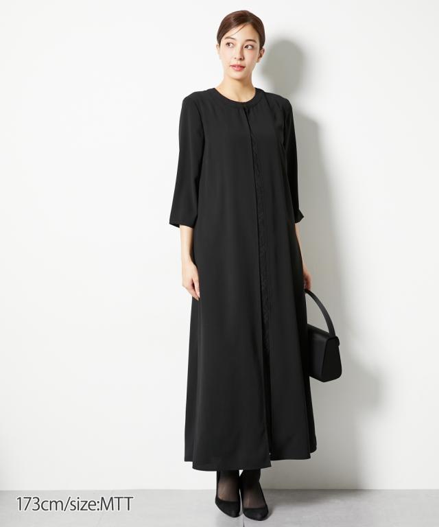 喪服 礼服 ブラックフォーマル トールサイズ レディース 高身長 前開き レース マキシ ワンピース 春 夏 秋 冬 大きいサイズ 冠婚葬祭 | M/L | ニッセン nissen
