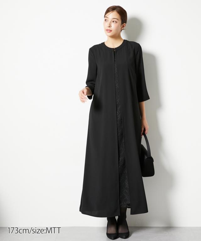 喪服 礼服 ブラックフォーマル トールサイズ レディース 高身長 前開き レース マキシ ワンピース 春 夏 秋 冬 大きいサイズ 冠婚葬祭 | M/L | ニッセン nissen