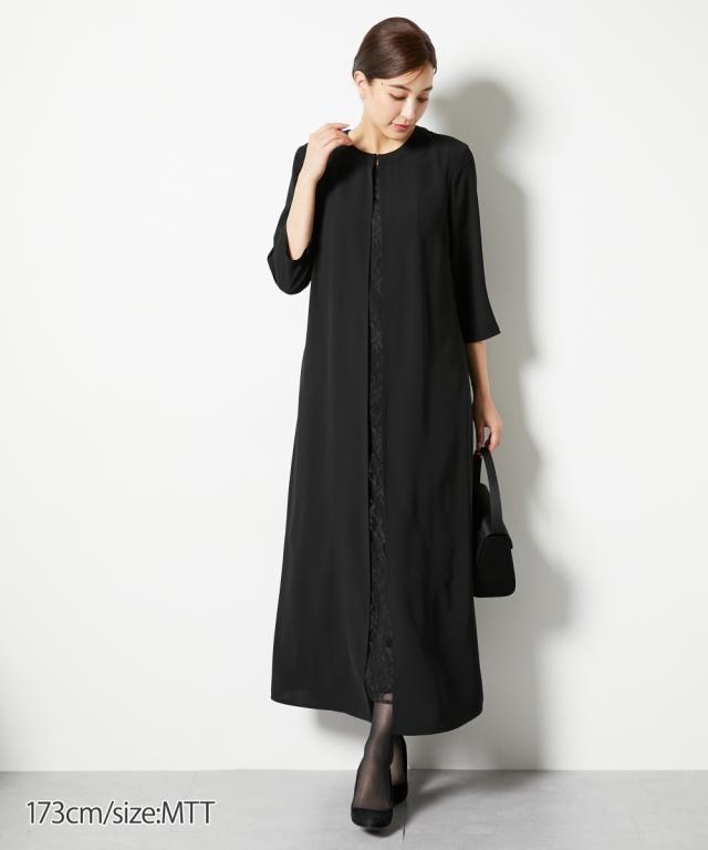 喪服 礼服 ブラックフォーマル トールサイズ レディース 高身長 前開き レース マキシ ワンピース 春 夏 秋 冬 大きいサイズ 冠婚葬祭 | M/L | ニッセン nissen