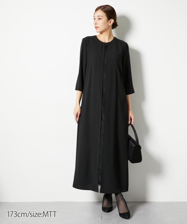 喪服 礼服 ブラックフォーマル トールサイズ レディース 高身長 前開き レース マキシ ワンピース 春 夏 秋 冬 大きいサイズ 冠婚葬祭 | M/L | ニッセン nissen