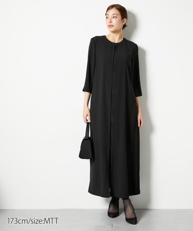 喪服 礼服 ブラックフォーマル トールサイズ レディース 高身長 前開き レース マキシ ワンピース 春 夏 秋 冬 大きいサイズ 冠婚葬祭 | M/L | ニッセン nissen