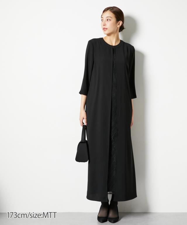 喪服 礼服 ブラックフォーマル トールサイズ レディース 高身長 前開き レース マキシ ワンピース 春 夏 秋 冬 大きいサイズ 冠婚葬祭 | M/L | ニッセン nissen