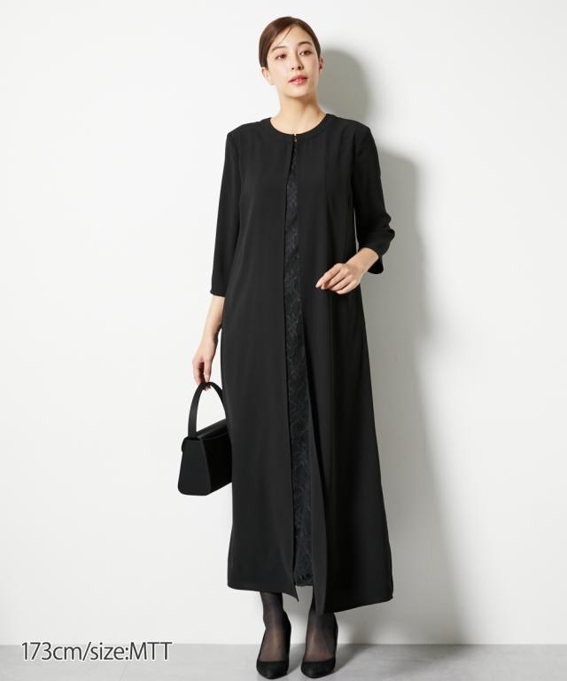 喪服 礼服 ブラックフォーマル トールサイズ レディース 高身長 前開き レース マキシ ワンピース 春 夏 秋 冬 大きいサイズ 冠婚葬祭 | M/L | ニッセン nissen