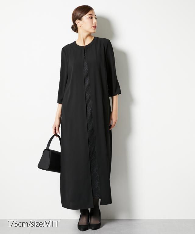 喪服 礼服 ブラックフォーマル トールサイズ レディース 高身長 前開き レース マキシ ワンピース 春 夏 秋 冬 大きいサイズ 冠婚葬祭 | M/L | ニッセン nissen