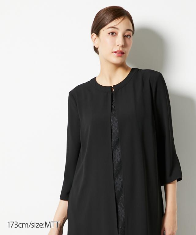 喪服 礼服 ブラックフォーマル トールサイズ レディース 高身長 前開き レース マキシ ワンピース 春 夏 秋 冬 大きいサイズ 冠婚葬祭 | M/L | ニッセン nissen