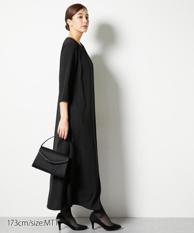 喪服 礼服 ブラックフォーマル トールサイズ レディース 高身長 前開き レース マキシ ワンピース 春 夏 秋 冬 大きいサイズ 冠婚葬祭 | M/L | ニッセン nissen