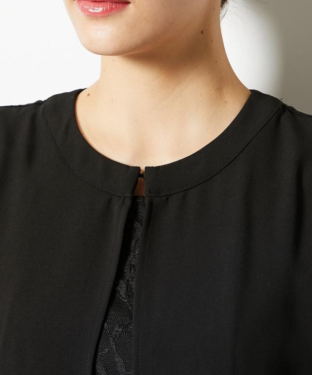 喪服 礼服 ブラックフォーマル トールサイズ レディース 高身長 前開き レース マキシ ワンピース 春 夏 秋 冬 大きいサイズ 冠婚葬祭 | M/L | ニッセン nissen