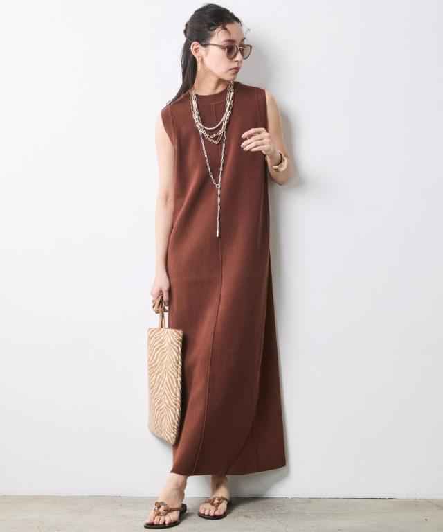 ワンピース ロング マキシ レディース 綿100％ タンクトップ ニット シックスタイル 春 夏 ひざ下 | 6L/8L/10L | ニッセン nissen