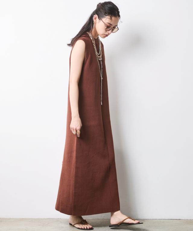 ワンピース ロング マキシ レディース 綿100％ タンクトップ ニット シックスタイル 春 夏 ひざ下 | 6L/8L/10L | ニッセン nissen