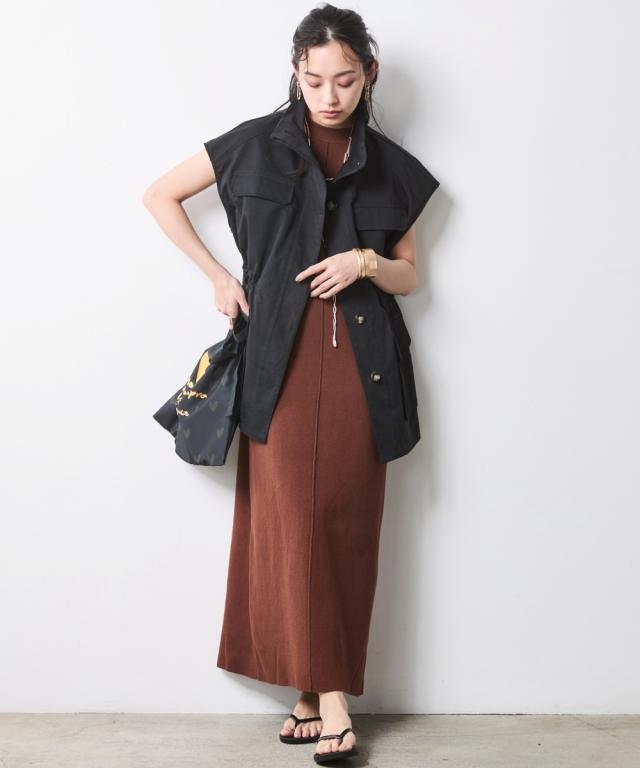 ワンピース ロング マキシ レディース 綿100％ タンクトップ ニット シックスタイル 春 夏 ひざ下 | 6L/8L/10L | ニッセン nissen
