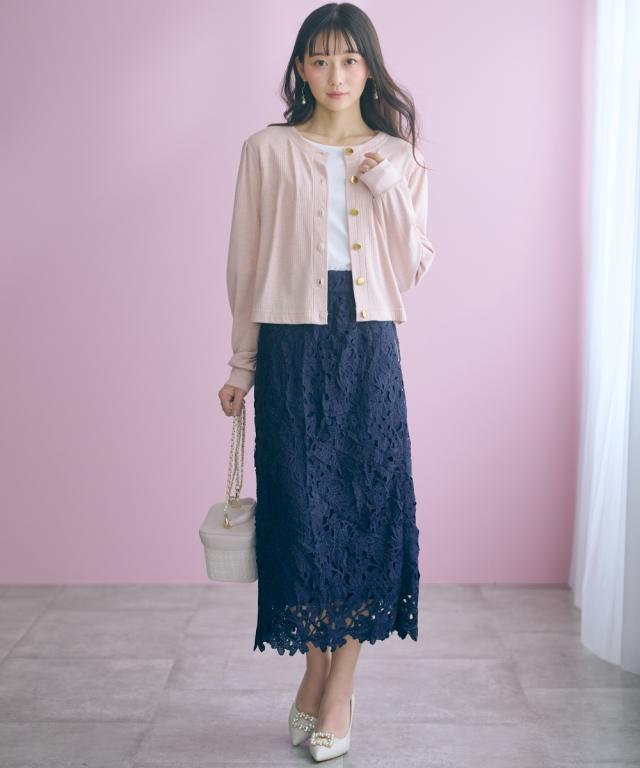ロングスカート レディース カットワーク レース タイト スカート marun 春 夏 秋 マキシスカート 長め ロンスカ | L/LL/3L/4L/5L | ニッセン nissen_6