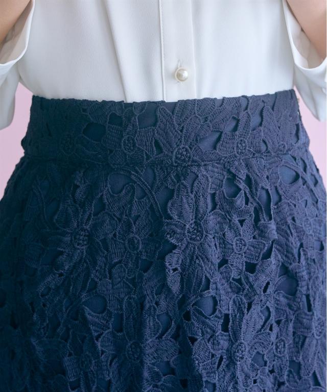 ロングスカート レディース カットワーク レース タイト スカート marun 春 夏 秋 マキシスカート 長め ロンスカ | L/LL/3L/4L/5L | ニッセン nissen_11