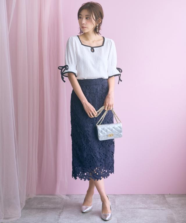 ロングスカート レディース カットワーク レース タイト スカート marun 春 夏 秋 マキシスカート 長め ロンスカ | 6L/8L/10L | ニッセン nissen_1