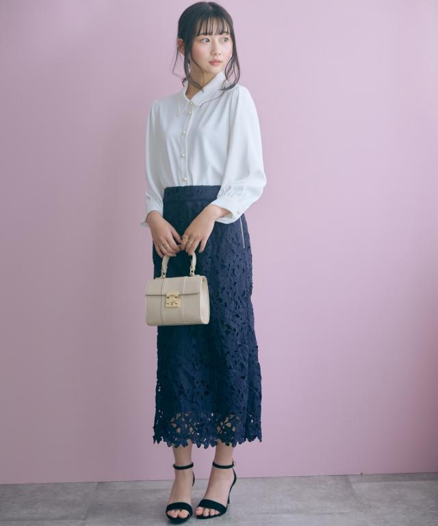 ロングスカート レディース カットワーク レース タイト スカート marun 春 夏 秋 マキシスカート 長め ロンスカ | 6L/8L/10L | ニッセン nissen_5