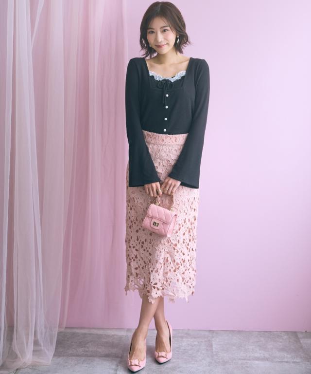 ロングスカート レディース カットワーク レース タイト スカート marun 春 夏 秋 マキシスカート 長め ロンスカ | 6L/8L/10L | ニッセン nissen_8