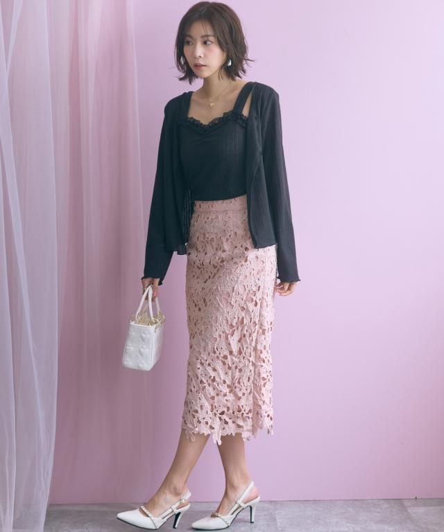 ロングスカート レディース カットワーク レース タイト スカート marun 春 夏 秋 マキシスカート 長め ロンスカ | 6L/8L/10L | ニッセン nissen_10