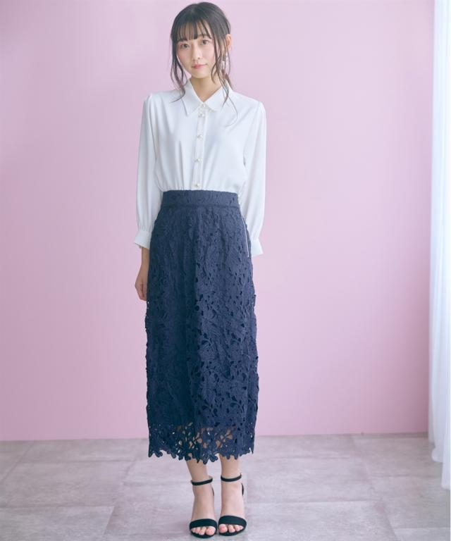ロングスカート レディース カットワーク レース タイト スカート marun 春 夏 秋 マキシスカート 長め ロンスカ | 6L/8L/10L | ニッセン nissen_18