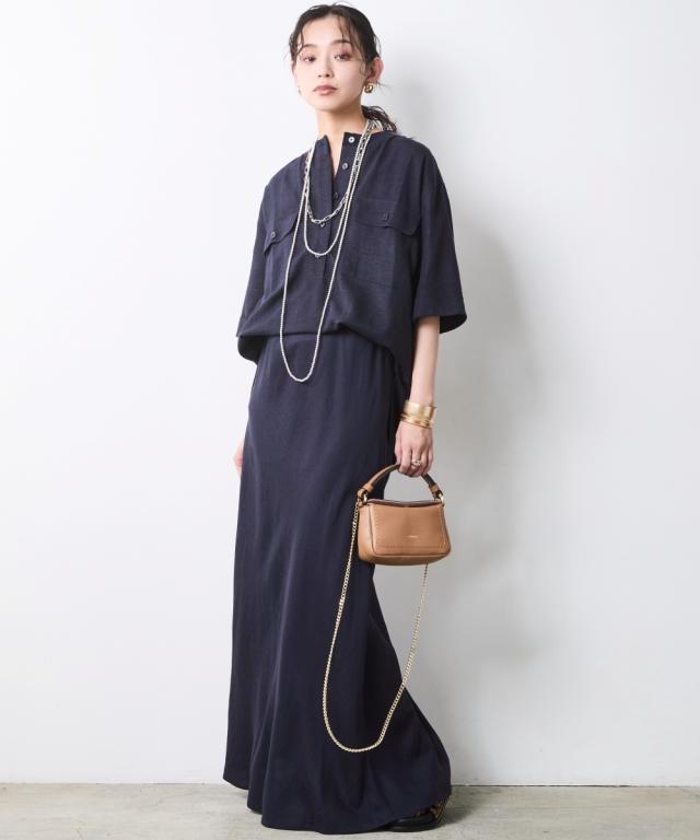 ロングスカート レディース レーヨン麻ナロー マキシ スカート シックスタイル 夏 マキシスカート 長め ロンスカ | 6L/8L/10L | ニッセン nissen_5