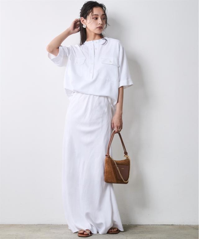 ロングスカート レディース レーヨン麻ナロー マキシ スカート シックスタイル 夏 マキシスカート 長め ロンスカ | 6L/8L/10L | ニッセン nissen_9