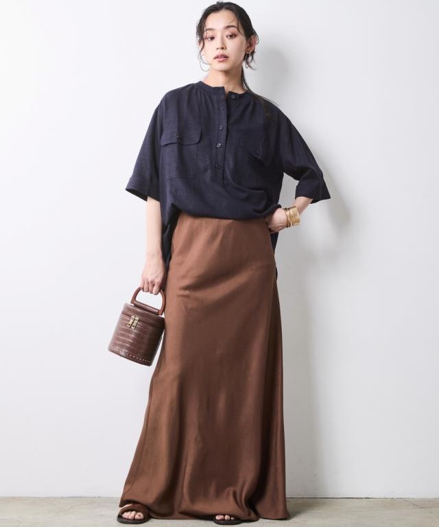 ロングスカート レディース レーヨン麻ナロー マキシ スカート シックスタイル 夏 マキシスカート 長め ロンスカ | 6L/8L/10L | ニッセン nissen_10