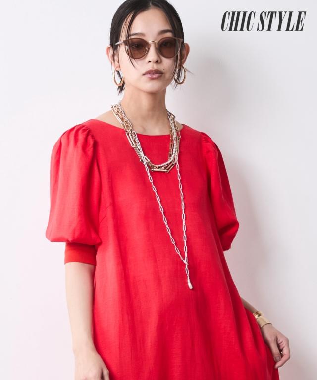 ワンピース ロング マキシ レディース レーヨン麻パフスリーブ シックスタイル 夏 ひざ下 | M〜5L | ニッセン nissen