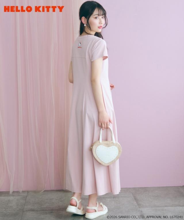 ワンピース ロング マキシ レディース ハローキティ Aラインフレアカット marun 夏 ひざ下 | L/LL/3L/4L/5L | ニッセン nissen