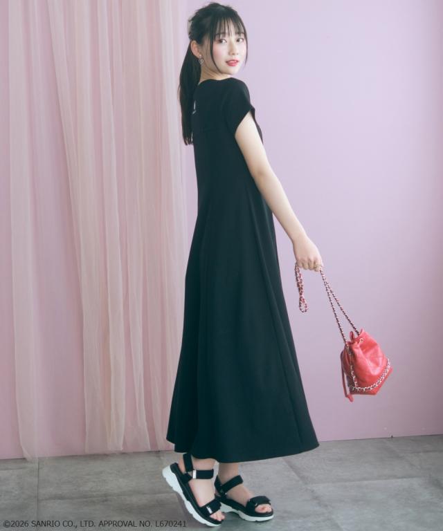 ワンピース ロング マキシ レディース ハローキティ Aラインフレアカット marun 夏 ひざ下 | L/LL/3L/4L/5L | ニッセン nissen_8