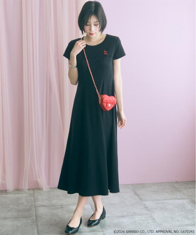 ワンピース ロング マキシ レディース ハローキティ Aラインフレアカット marun 夏 ひざ下 | L/LL/3L/4L/5L | ニッセン nissen_10