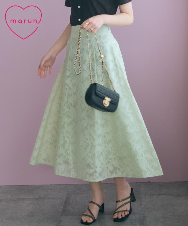 ロングスカート レディース フラワーシアーカットジャガード スカート marun 夏 マキシスカート 長め ロンスカ | 6L/8L/10L | ニッセン nissen