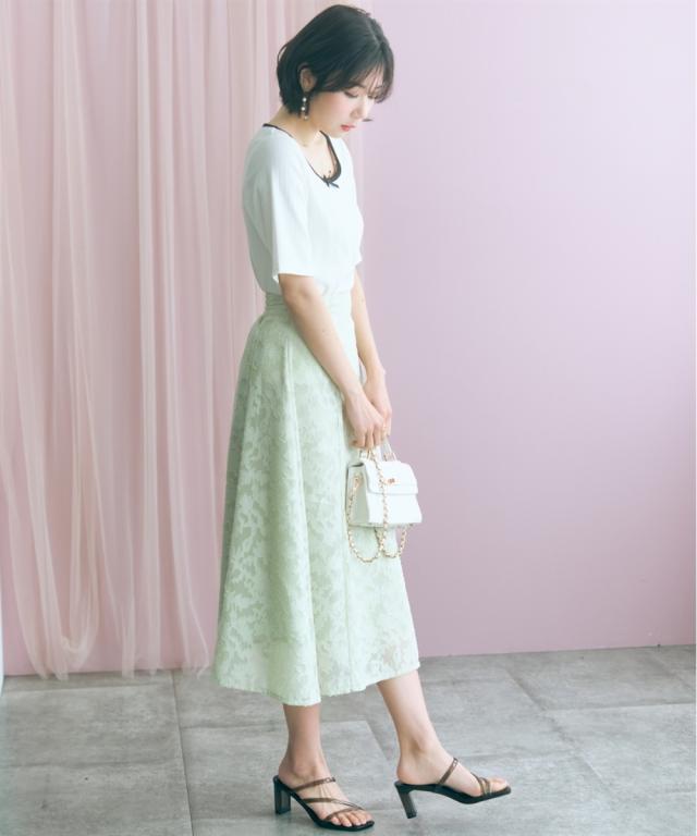 ロングスカート レディース フラワーシアーカットジャガード スカート marun 夏 マキシスカート 長め ロンスカ | 6L/8L/10L | ニッセン nissen_3