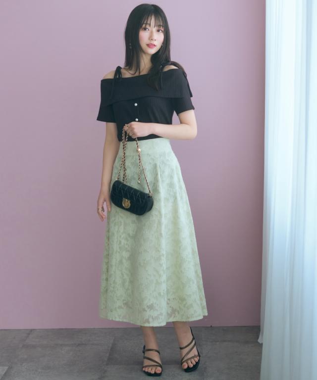 ロングスカート レディース フラワーシアーカットジャガード スカート marun 夏 マキシスカート 長め ロンスカ | 6L/8L/10L | ニッセン nissen_4