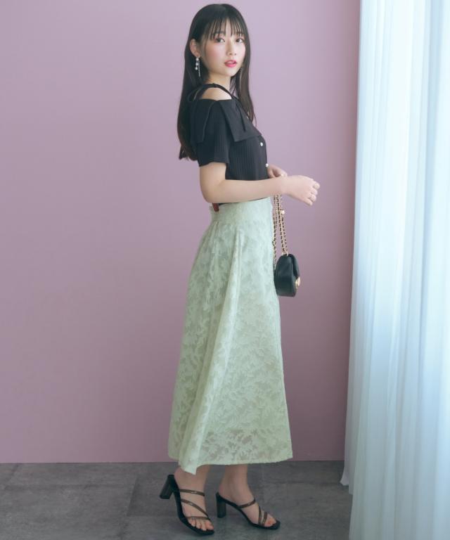 ロングスカート レディース フラワーシアーカットジャガード スカート marun 夏 マキシスカート 長め ロンスカ | 6L/8L/10L | ニッセン nissen_5