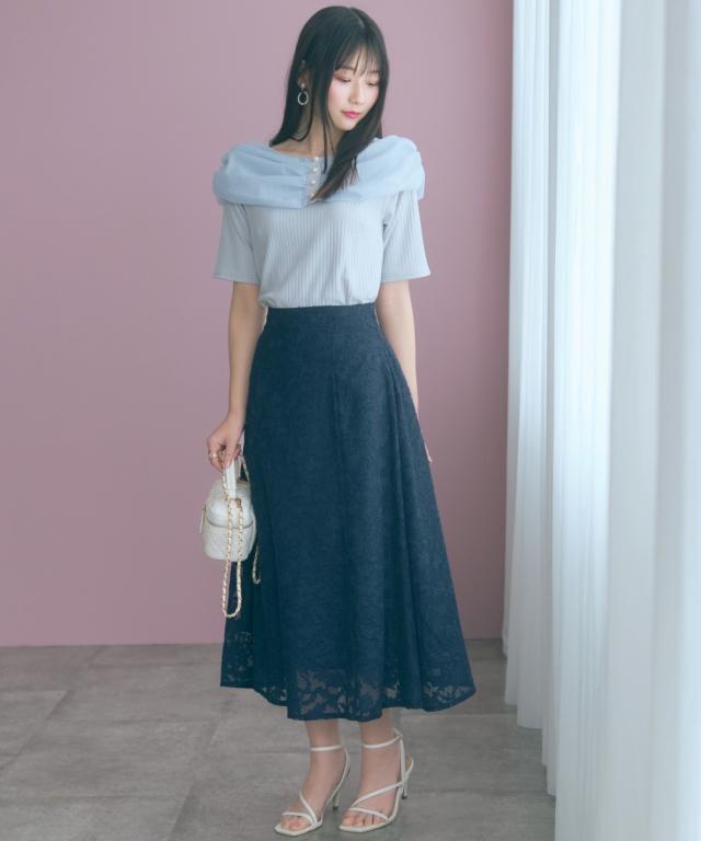 ロングスカート レディース フラワーシアーカットジャガード スカート marun 夏 マキシスカート 長め ロンスカ | 6L/8L/10L | ニッセン nissen_8